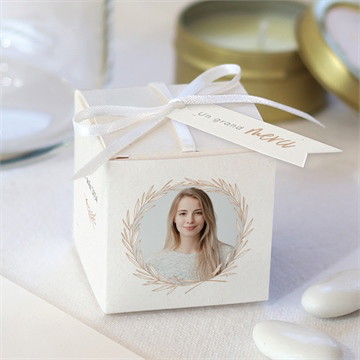 Boîte de dragées confirmation ecarlate