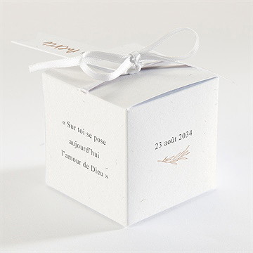 Boîte de dragées confirmation ecarlate - Dos de la boîte