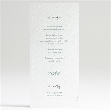 Menu mariage lyrisme - Dos du menu