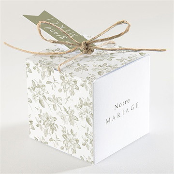 Boîte de dragées mariage fleuri - Dos de la boîte
