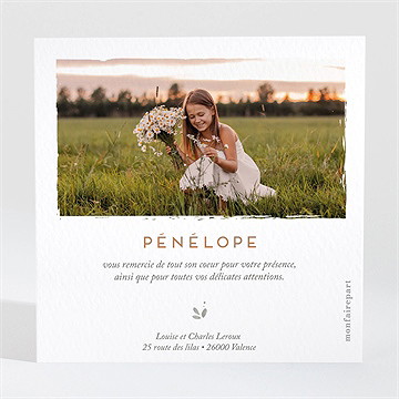 Remerciement communion petite fille - Dos du remerciement