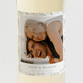 Etiquette de bouteille mariage fleuri