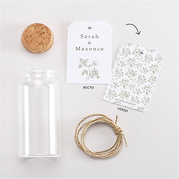 Mignonette mariage fleuri étiquette - Vue d'ensemble