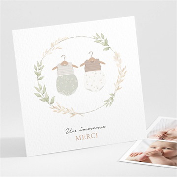 Remerciement naissance bodys jumeaux