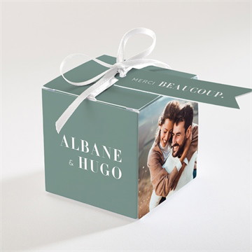 Boîte de dragées mariage annonce argent