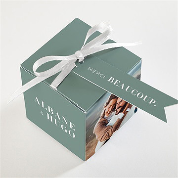 Boîte de dragées mariage annonce minimaliste - Dessus de la boîte