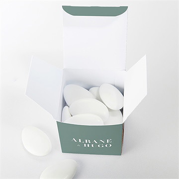 Boîte de dragées mariage annonce minimaliste - Intérieur de la boîte