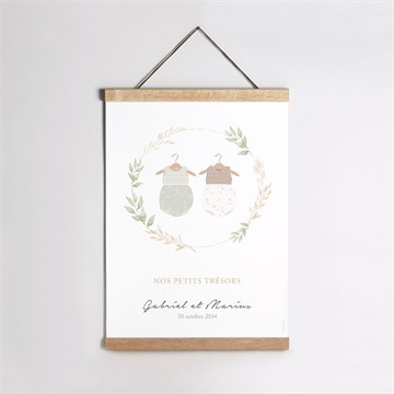 Affiche naissance bodys jumeaux