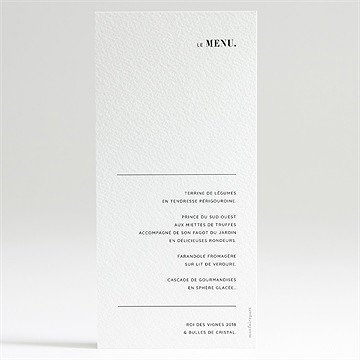 Menu mariage annonce minimaliste - Dos du menu