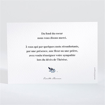 Remerciement décès fleur bleue paysage - Dos du carton