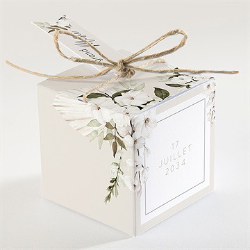 Boîte de dragées mariage orchidées - Dos de la boîte