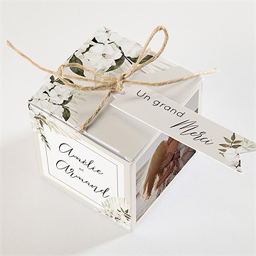 Boîte de dragées mariage orchidées - Dessus de la boîte