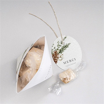Boîte de dragées mariage noël étui - Intérieur de la boîte