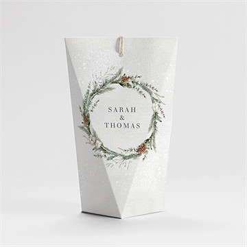 Boîte de dragées mariage noël étui - Dos de la boîte