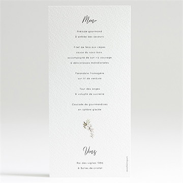 Menu mariage orchidées - Dos du menu