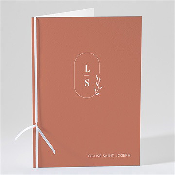 Livret de messe mariage terracotta initiales
