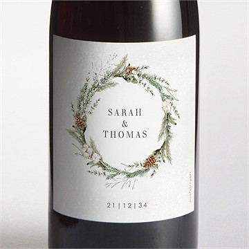 Etiquette de bouteille mariage noël