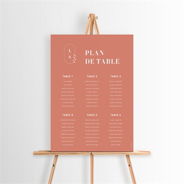 Plan de table mariage terracotta initiales