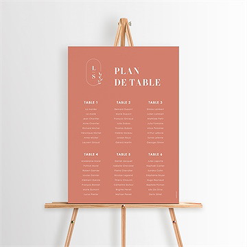 Plan de table mariage terracotta initiales