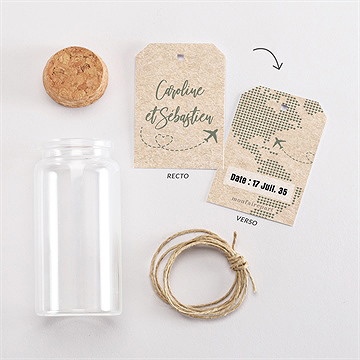 Mignonette mariage billet d'avion étiquette - Vue d'ensemble