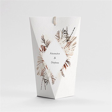 Boîte de dragées mariage pampa étui - Dos de la boîte