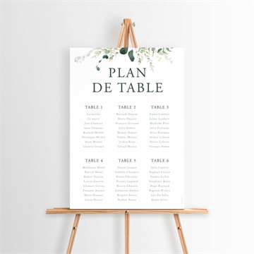 Plan de table mariage tendre murmure