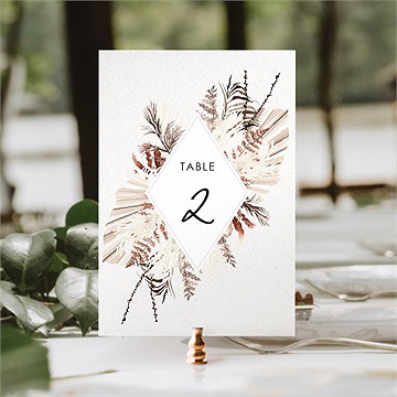Numéro de table mariage pampa - Dos du numéro de table