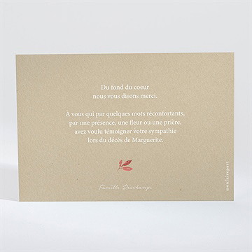Remerciement décès fleurs automnales paysage - Dos du carton