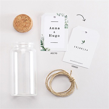 Mignonette mariage emeraude étiquette - Vue d'ensemble