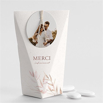 Boîte de dragées mariage poésie boheme étui