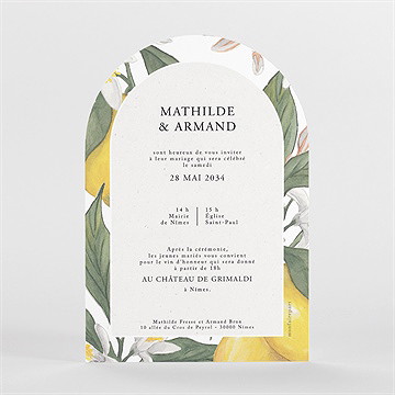 Faire-part mariage citron arche - Dos du faire-part