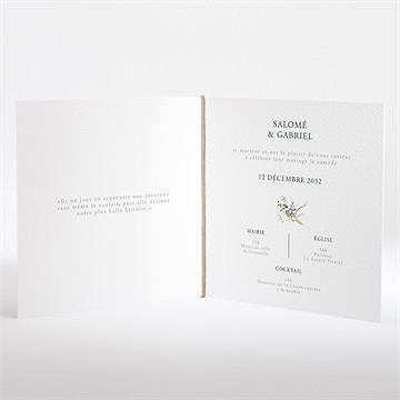 Faire-part mariage thème noël plié - Intérieur du faire-part