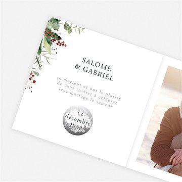 Faire-part mariage thème noël à gratter - Détail du faire-part