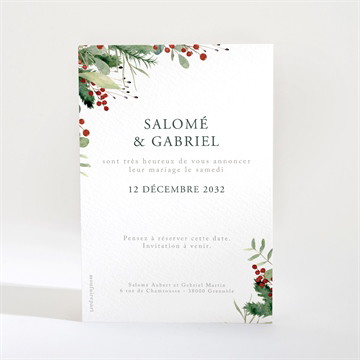 Save the Date mariage thème noël plié