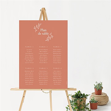 Plan de table mariage douce terracotta - Mise en situation