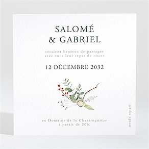 Carton d'invitation mariage thème noël