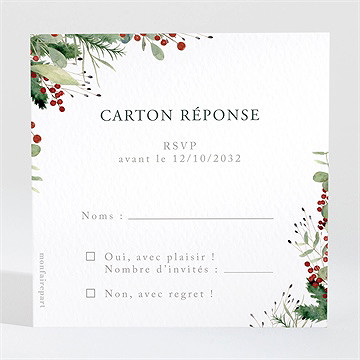 Carton réponse mariage thème noël