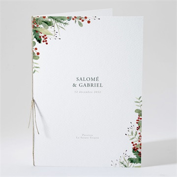 Livret de messe mariage thème noël plié