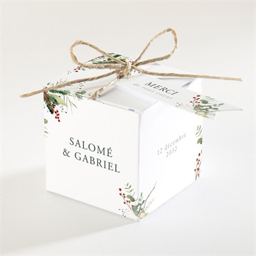 Boîte de dragées mariage thème noël plié