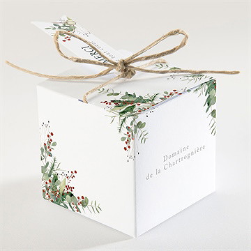 Boîte de dragées mariage thème noël - Dos de la boîte
