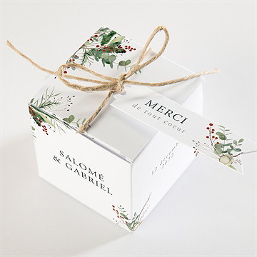 Boîte de dragées mariage thème noël - Dessus de la boîte