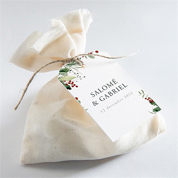 Etiquette mariage thème noël - Mise en situation