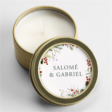 Bougie mariage thème noël plié
