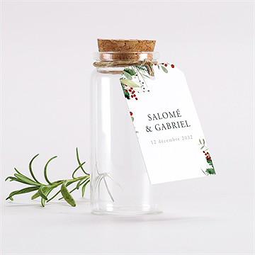 Mignonette mariage thème noël étiquette
