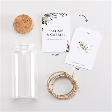 Mignonette mariage thème noël étiquette - Vue d'ensemble