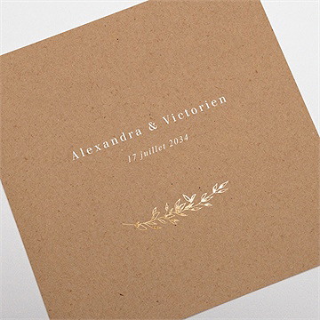 Faire-part mariage capsule champetre dorure - Détail du faire-part