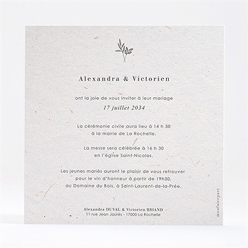 Faire-part mariage capsule champetre constellé - Dos du faire-part