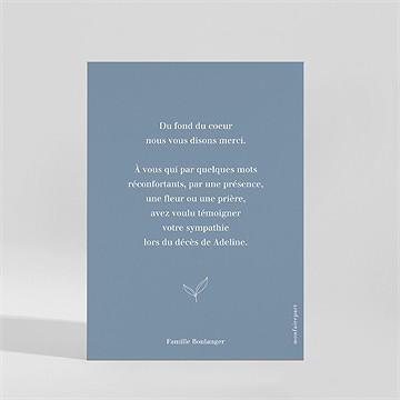 Remerciement décès le minimaliste - Dos de la carte
