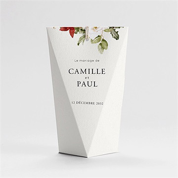 Boîte de dragées mariage en rouge et blanc étui - Dos de la boîte