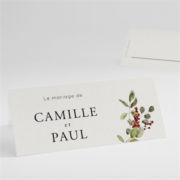 Marque-place mariage fleurs d'hiver